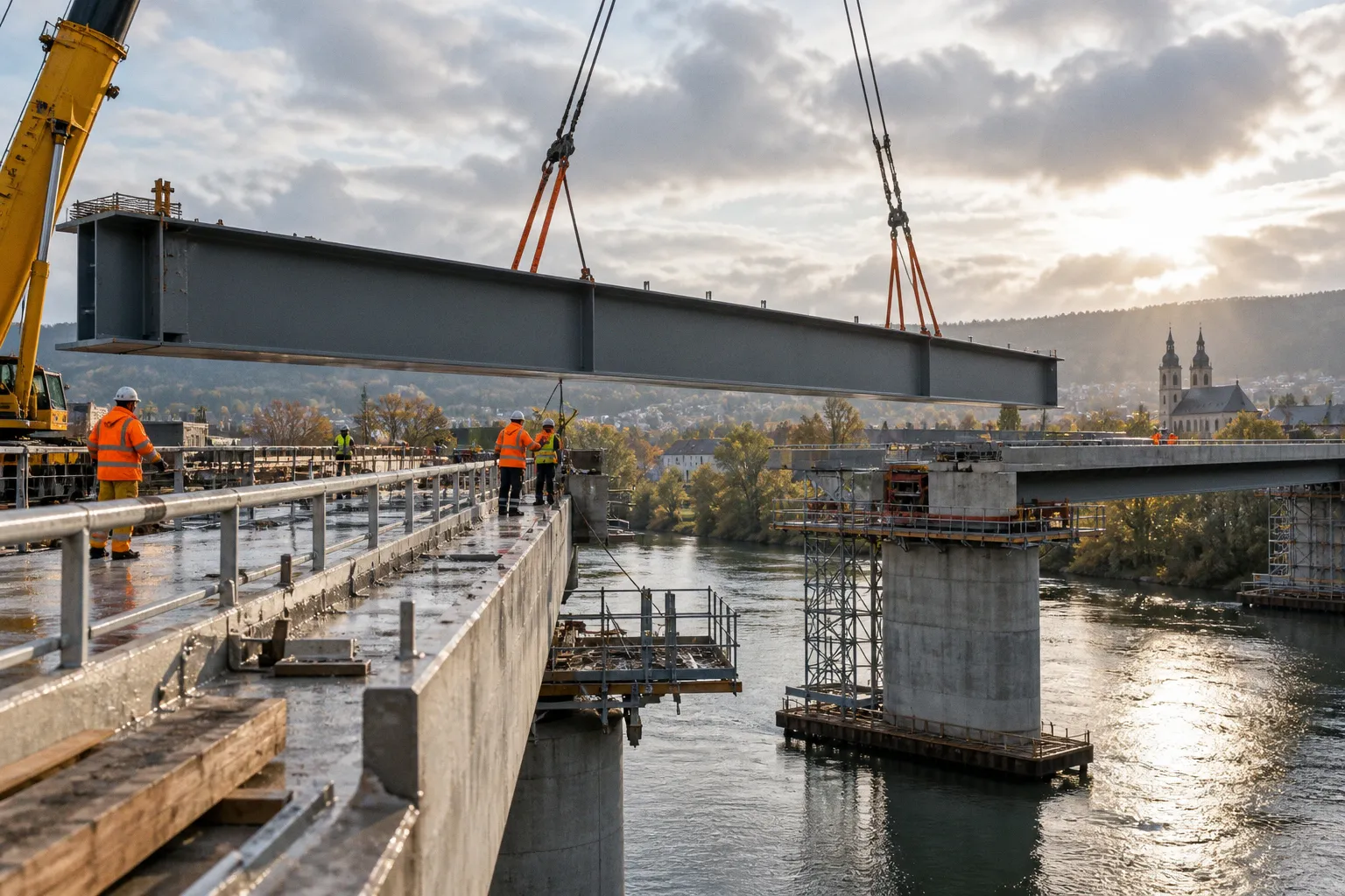 Sportsman’s Bridge: Stahlträgermontage erfolgreich abgeschlossen